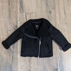 Art Class 18 Month Black Cozy Sherpa Moto Jacket Toddler Girl Winter Coat Spring